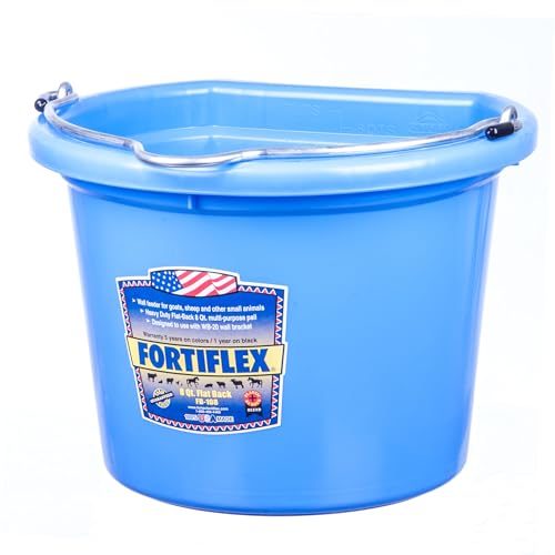Fortiflex Flat Back Feed Bucket for Dogs/Cats and Small Animals, 8-Quart, Sky Blue