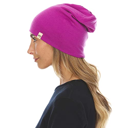 100% Merino Wool Cuff Beanie - Mens & Womens Warm Winter Hat - Watch Cap - Toque - Novelty Beanie - One Size Fits Most - color: Radiant Violet