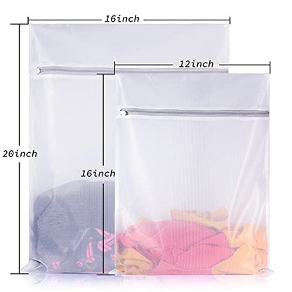SUERIV Laundry Mesh Bag-Heavy Duty Fine Mesh Wash Bag for Washing Machine-Supper Zipper Net Laundry Bag for Travel,Lingerie,Sweater,Garment,Undergarment （1M+2L）