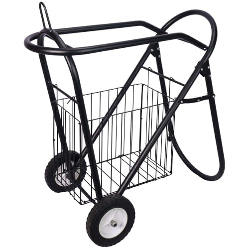 EASY-UP Saddle Caddy Wheeler | Easy Transportation | Heavy-Duty Construction | Removable Grooming Basket | Folds Flat for Storage | Color Black