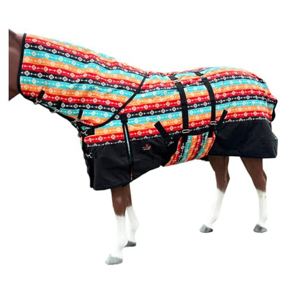 HILASON 1200D Winter Waterproof Poly Horse Hood Turnout Neck Blanket Belly Wrap Tribal | Blankets for Horses