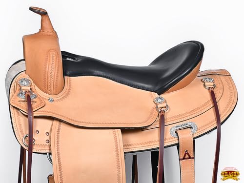 HILASON Draft Horse Saddle Tan 9-Inch Gullet Western Trail - size: 16 In