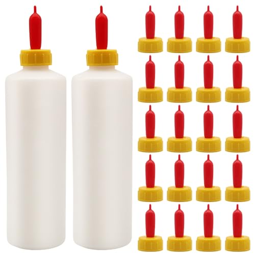 Goat Nipple and Bottles Set, 20 Pieces Cow Calf Milk Drink Nipple and 2 Pieces 400 ml Lamb Feeding Bottle Kit for Sheep Goat Pup Dog Farm Supplies