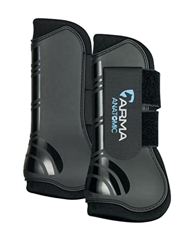 Shires ARMA Tendon Boot | Open front anatomic shell neoprene double touch-close stretch inserts, lightweight quick-dry pair - color: Black