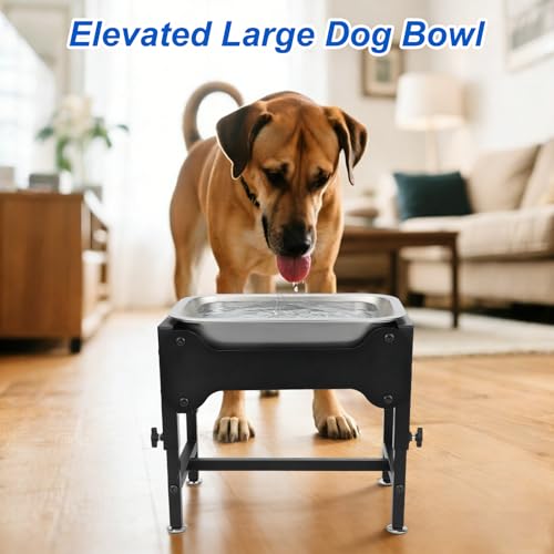 YUEPET Elevated Water Bowl for Dogs, Outdoor Raised Dog Water Bowl 1.25 Gal | 4 Heights Adjustable, Stainless Steel Dog Water Bowls, Raised Dog Water Bowl with Stand, 1.25 Gallon ,Food and Water Use - size: 1.25 Gallon