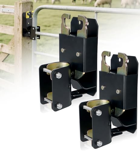 2 Way Farm Gate Latch, 2PC Heavy-Duty Fence Gate Latch with Self-Locking Nut, Black Livestock Gate Latch Compatible with Horse Corrals, Farms, Pastures, Stables, Ranches - size: 2PC