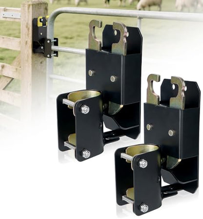2 Way Farm Gate Latch, 2PC Heavy-Duty Fence Gate Latch with Self-Locking Nut, Black Livestock Gate Latch Compatible with Horse Corrals, Farms, Pastures, Stables, Ranches - size: 2PC