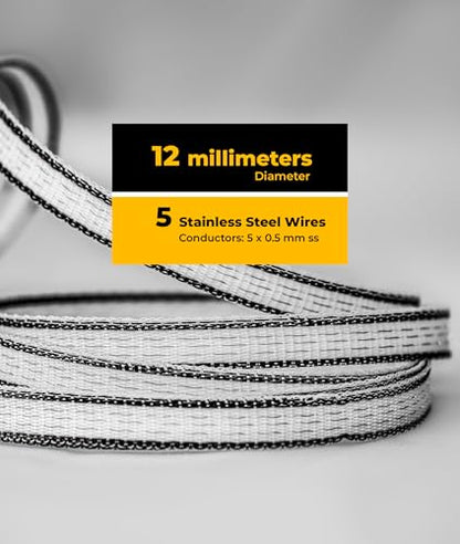 TRAE Electric Fence Polytape 656 Feet (200 Meters) | 5 Stainless Steel Strands for High Conductivity & Rust Resistance | 12mm UV-Resistant Electric Fence Tape for Horses, Livestock & Farm Use