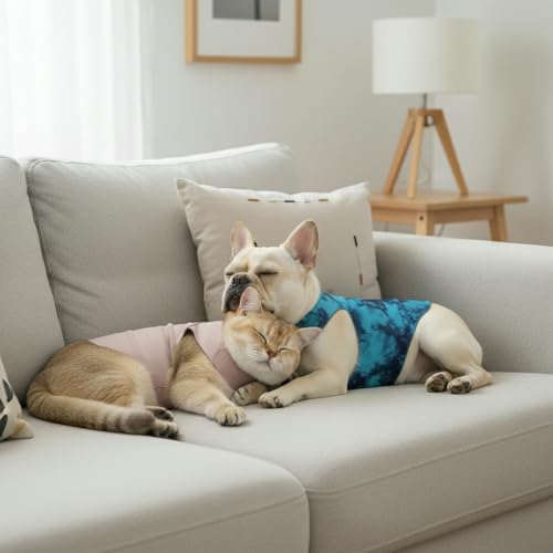 Dog & Cat Surgery Recovery Suit and Anxiety Wrap - color: Tie-Dye LH, size: M