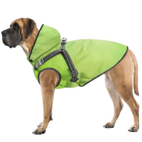 Dog Raincoat Waterproof Dog Hoodie Reflective Dog Raincoat Hooded Adjustable Rain Jacket for Small Medium Large Dogs Puppies (Green, XL) - color: Green, size: XL