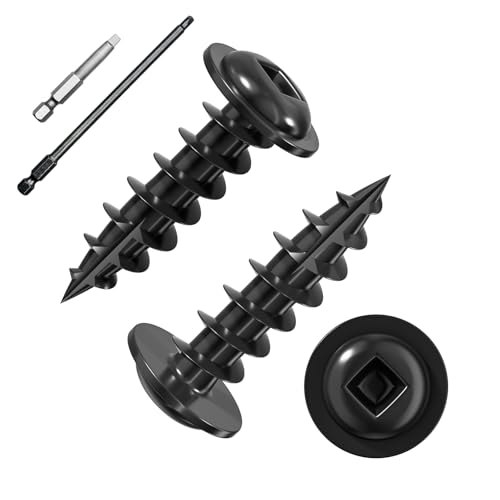 Wensilon (Black) Pocket Hole Screws # 8 * 3/4 "194pcs 1lbs Square Hole Wood Screws and Round Head Square Hole self Tapping Screws are Suitable for Wooden use.150MM,60MM Drive bit Included. - color: Black, size: 8*3/4"