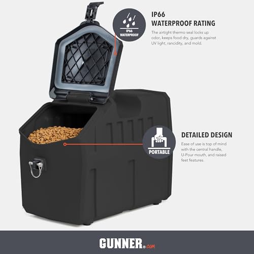 GUNNER 50 Lb Dog Food Storage Container, Black, IP66 Waterproof, Airtight - color: BLACK - 50 LBS, size: 50 lbs