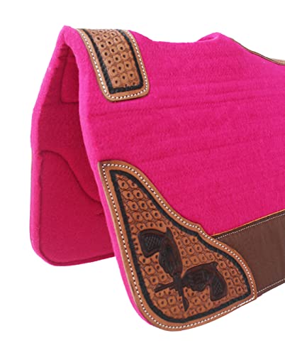 CHALLENGER Horse 32" x 30" Western Contoured Wool Felt Therapeutic Saddle Pad Pink 39208PK