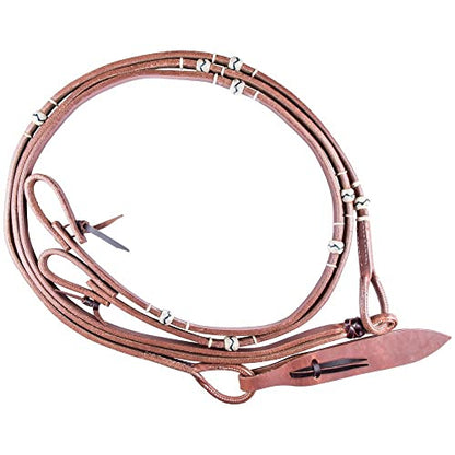 Billy Royal Flat Romel Reins for Horses with Rawhide Accents | Weighted Design for Correct Drape, Rawhide Braid Accents, Durable Harness Leather | 60" Length