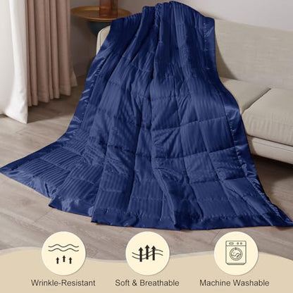 downluxe Weighted Blanket King Size, 18 lb Weighted Blanket with Glass Beads for All Season, Machine Washable Heavy Blanket (Navy, 108 X 90 Inch) - color: Navy, size: Weighted King,18lb