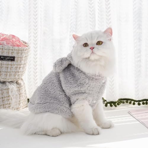 Selena Cat Bunny Ears Costume Cute Dog Kitten Hoodies Sweater Rabbit Ears Puppy Pet Apparel (Large,Gray) - color: Gray, size: Large