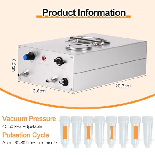 Cow Milking Machine Pump Automatic Powerful Milking Vacuum Milker Machine Adjustable Suction Cow Milker Portable Milking Machine for Dairy Cows Sheep Goat Milking Machine (Battery Vacuum Pump) - color: Battery Vacuum Pump