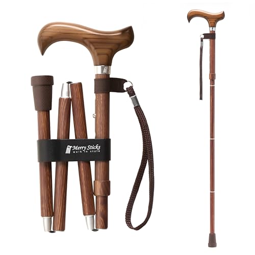 Merry Sticks Foldable Walking Cane for Women and Men, Adjustable, Sen Wood - color: Sen Wood, size: Classic Grip