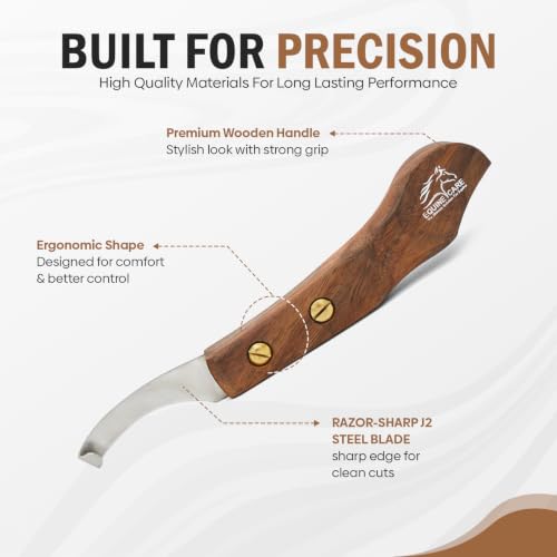 Equine Care Right-Handed Farrier Hoof Knife, Sheesham Wood Handle - style: Right Handed