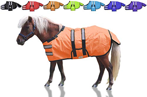 Derby Originals Mini Horse & Foal Winter Turnout Blanket – Reflective, No-Hardware Design, 600D Waterproof Outer, 150g Insulation, 170T Lining, Adjustable Fit, 1-Year Warranty - color: Orange