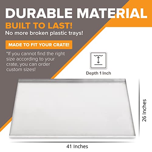 Metal Dog Crate Replacement Tray/Pan, Galvanized, Tray Size 41.0x26.0 in | Chew-proof, crack-proof, rust-resistant. Fits Most Standard 42 in Crates. - color: Galvanized, size: 41.0"L x 26.0"W x 1.0"H
