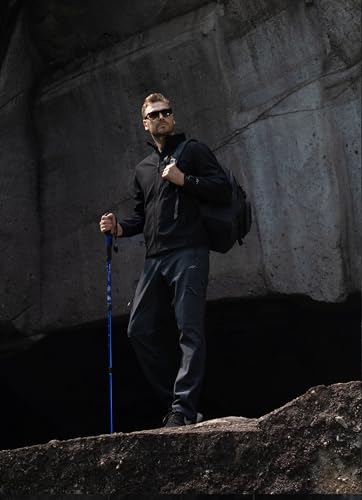 TRAILSIDE SUPPLY CO. Men's Softshell Jacket Fleece Lined Windbreaker,Lightweight Water Resistant Winter Coat - color: Black (022), size: Small