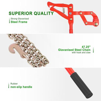 Chain Fence Strainer Plain Barbed Woven Wire Stretcher Tool for Center & End Post Pull, Carbon Steel Fence Tensioner Repair Tool, 47.25" Chain Capacity 2200lbs Farm, Ranch (Red, 1 Pack) - color: Red (1 Pack)