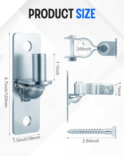 4 Pair 1-3/8'' Wall Mount Gate Hinge Heavy Duty, Screws Included - size: 4 Pair-1-3/8''