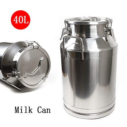 Gallon Milk Can Stainless Steel Milk Bucket Wine Pail Bucket Versatile Milk Can Wine Bucket Liquid Storage Milk Transport Can Tote Jug with Sealed Lid Heavy Duty and Carry Handle (40L 10.6 Gallon) - size: 40L 10.6 Gallon