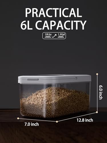 LivLab Mker 10 lb Airtight Rice Storage Container with Measuring Cup | Clear BPA-free grain dispenser with airtight lid and measuring cup; ideal for rice, cereal, and other pantry dry foods. - color: 10KG-B