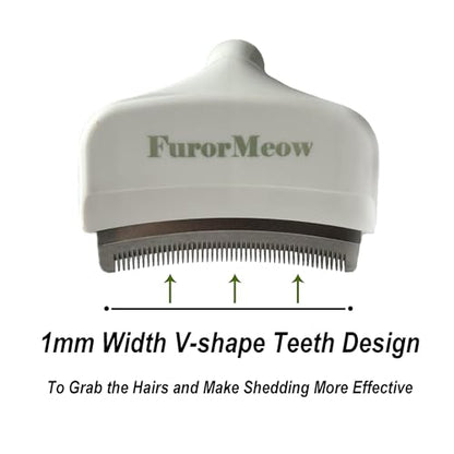 Pet Deshedding Tool with Curve Blade, Cat Grooming Brush, Tight V-shaped Teeth Shedding Comb for Cat and Small Dog (White, Small) - color: White, size: Small