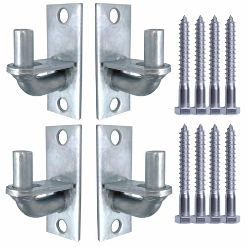 4 Pack Wall Mount Gate Hinges, Heavy Duty Chain Link Fence Gate Hinges with 5/8 Hinge Pin for Fences & Farm Gates, Silver - color: Silver-4pcs