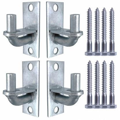 4 Pack Wall Mount Gate Hinges, Heavy Duty Chain Link Fence Gate Hinges with 5/8 Hinge Pin for Fences & Farm Gates, Silver - color: Silver-4pcs