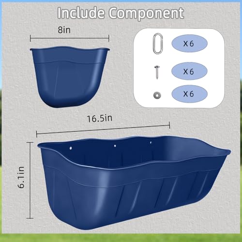Hanging Goat Feeders,Chicken Feeder Waterer,Large Feed Trough 7.5 Quart 2 Pack,Hanging Fence Feed Trough for Poultry Livestock,Blue - color: Blue, size: 7.5 Quart (2 Pack)