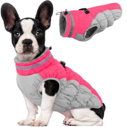 Lelepet Dog Coat Warm Dog Winter Coat Waterproof Dogs Jacket with Harness - color: Neon Pink, size: X-Small