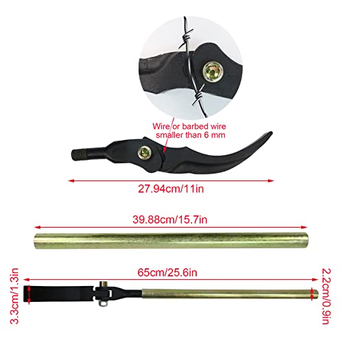 Heavy Duty Fence Wire Stretcher Barbed Wire Tensioner Portable | Single-player operation. 25.6" handle for leverage. Fits wire up to 0.23" (barbed/smooth/high-tensile). Carbon steel
