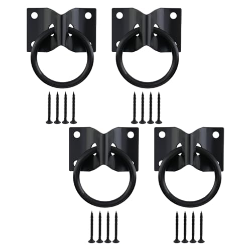 4Pcs Black Cross Tie Rings for Horses
