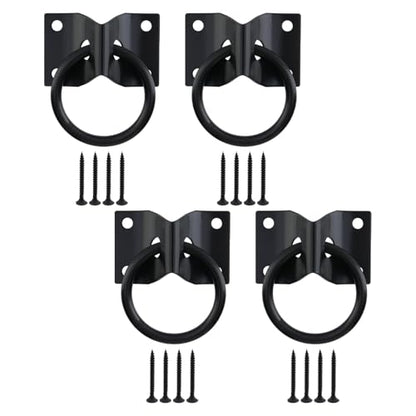 4Pcs Black Cross Tie Rings for Horses