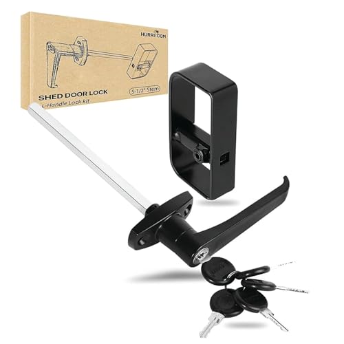shed Door Latch shed Door Handle with 5-1/2" Stem,shed Door Lock Matching Set Includes 5 Keys forPlayhouses, shed Latch Chicken Coops,Camper, RV, Garage Door(Black) - size: 5.5inch L