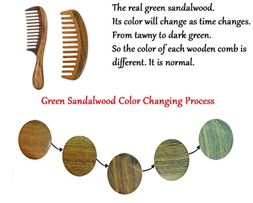 Louise Maelys 2 Pack Sandalwood Wooden Wide Tooth Combs For Curly Hair - color: Handle comb + Moon comb