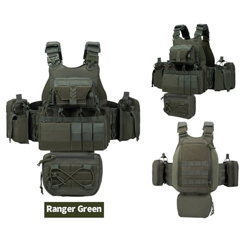 YAKEDA Outdoor Training Vest With PALS System MultiFunctional MOLLE Quick Release Vest- For Hiking, Camping Training - color: Army Green