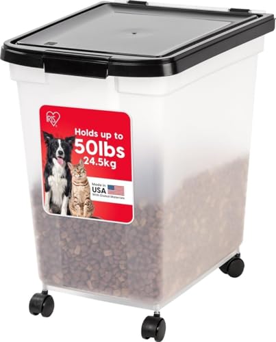 IRIS USA Dog Food Storage Container, Up to 50 lbs, Black, Made in USA - color: Black, size: 50 lbs