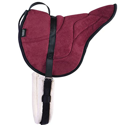 Harrison Howard Equestrian Saddle Pad Horse Riding Pad Bareback Pad with Girth - color: Burgundy