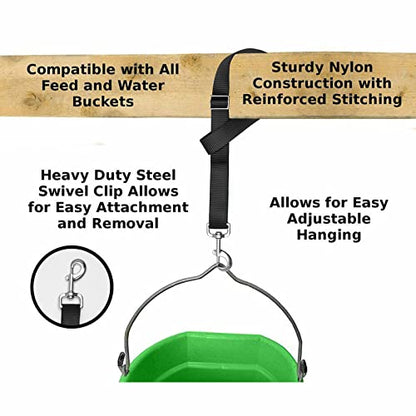 Horse Bucket Strap Hangers,Horse Suppliers Adjustable Nylon Straps up to 700 lbs for Hay Bag Nets, Water Buckets,Hanging-Pratical and Easy Use (6pcs Black)