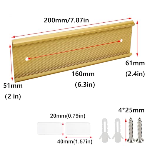 Antrader 10Pcs Door Name Plates,Aluminium Alloy Desk Name Plates,Gold,2"×8" - color: Gold,10pcs
