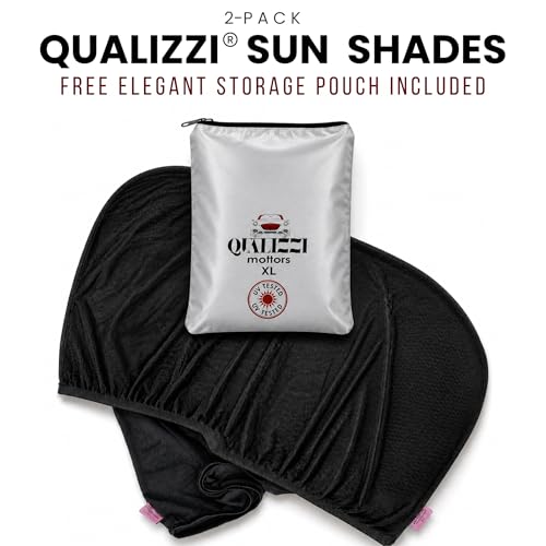 L/Car Window Shades for Baby, 8 Sizes/2-Pack. Stretch-to-Fit Up to H:18"× W:40" Side Rear Windows. Full-Coverage Mesh, Sun & Heat Block. Bug Screen for Car Camping. 96.25% UV Protection | Qualizzi® - size: L - Rectangular
