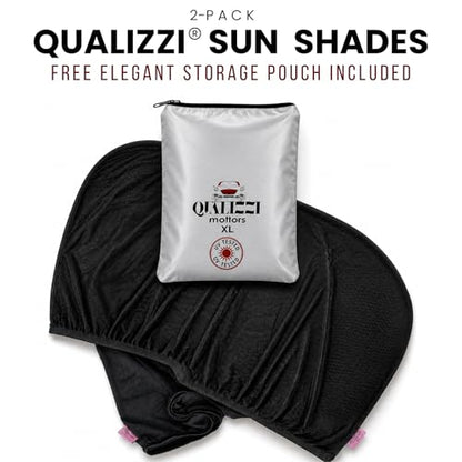 L/Car Window Shades for Baby, 8 Sizes/2-Pack. Stretch-to-Fit Up to H:18"× W:40" Side Rear Windows. Full-Coverage Mesh, Sun & Heat Block. Bug Screen for Car Camping. 96.25% UV Protection | Qualizzi® - size: L - Rectangular
