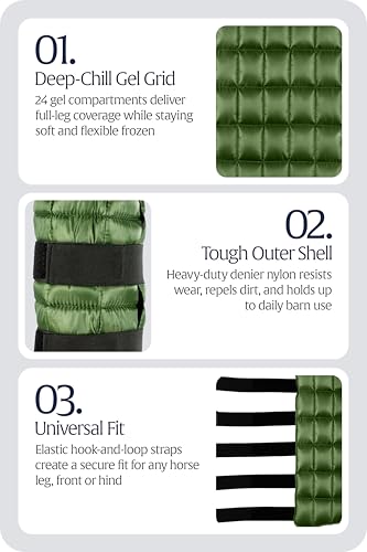 Equinavia Cool Relief Therapy Equine Ice Boots for Horses-Gel Cooling Wraps - color: Green