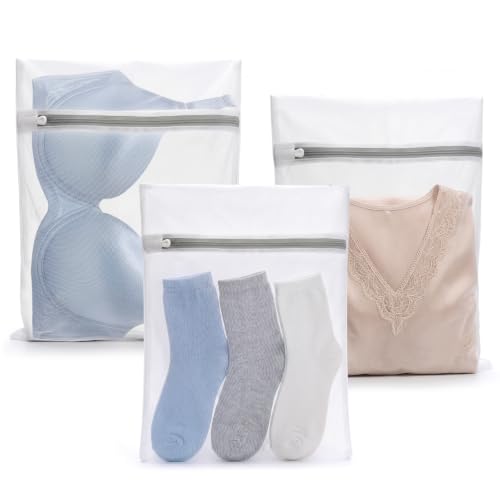 Muchfun 3Pcs Durable Fine Mesh Laundry Bags for Delicates 12 x 16 Inches | (3 Medium) - size: 3 Medium