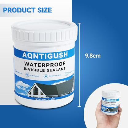 Transparent Waterproof Sealant 10.5oz, Clear Invisible Coating | 300g Water-based acrylic sealer, Bonds to roofs, walls, bathrooms, concrete & wood, UV-resistant & flexible, Easy to apply - size: 10.5 oz